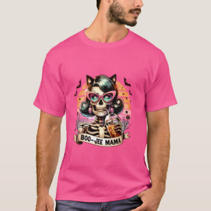 T-shirt Retro Boo-jee Mama Moms Funny Skeleton Café Hall