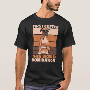 T-shirt Retro Boxer Chien Coffee Breed Animaux Vintages Bo