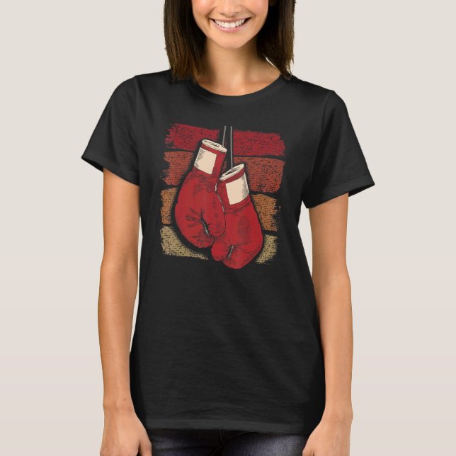 T-shirt Retro Boxing Gloves Boxing Kickboxing Sports Fan B (Devant)
