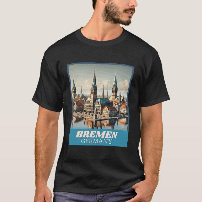 T-shirt Retro Bremen Skyline  (Devant)