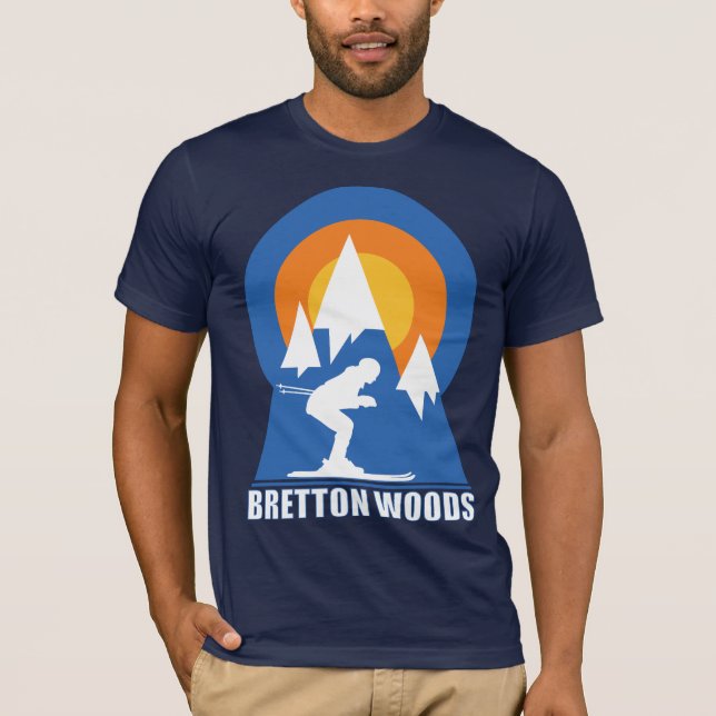 T-shirt Retro Bretton Woods Mountain Ski Sunset (Devant)