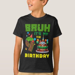 T-shirt Retro Bruh C'est Mon Anniversaire 9 Ans Gâteau Pix