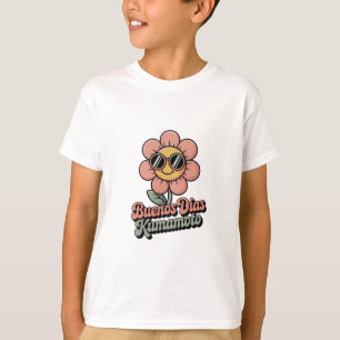 T-shirt Rétro "Buenos Dias Kumamoto" Fleur Groovy Années 7