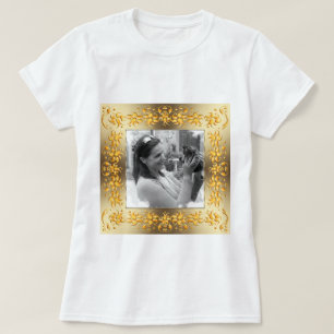 T-shirt rétro cadre d'or floral. Votre photo