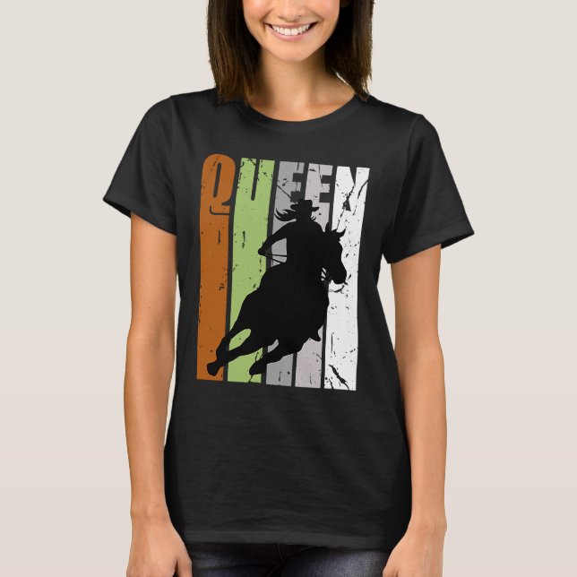 T-shirt Retro Camo Cowgirl Queen Rodeo femmes Barrel Racer (Devant)