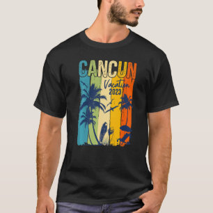 T-shirt Retro Cancun 2023 Mexique Famille Vacances Groupe