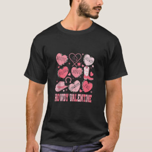 T-shirt Retro Candy Heart Howdy Valentines Day Cowgirl Wes