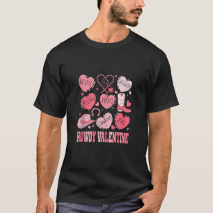 T-shirt Retro Candy Heart Howdy Velentines Day Cowgirl Wes
