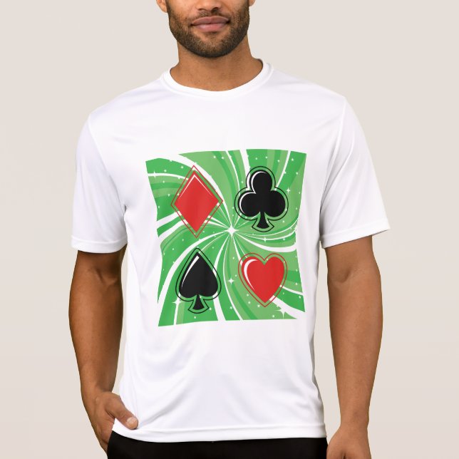 T-shirt Retro Card Suits Vibrant Red and Black (Devant)