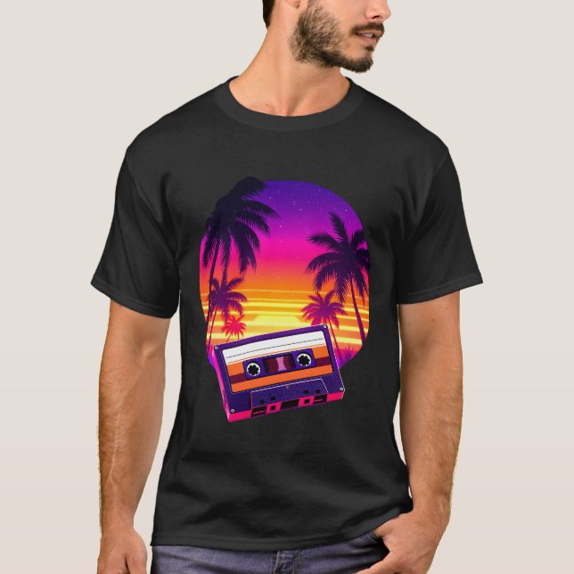 T-shirt Retro Cassette Sunset (Devant)