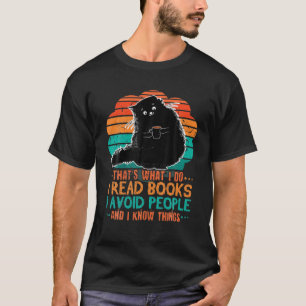 T-shirt Retro Cat Lire Livres Évitez Les Personnes Bookwo