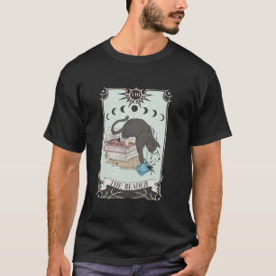 T-shirt Retro Cat Livres Le Lecteur Carte Tarot Halloween