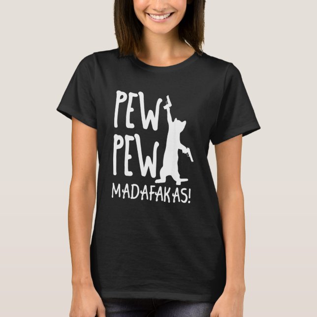 T-shirt Retro Cat Pew Pew Madafakas   Crazy Kitten Cats   (Devant)