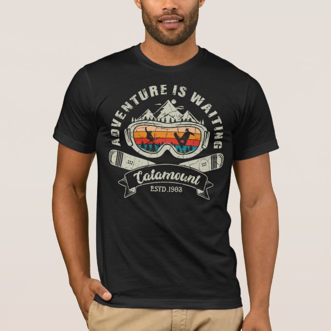 T-shirt Retro Catamount Ski Adventure est en attente (Devant)