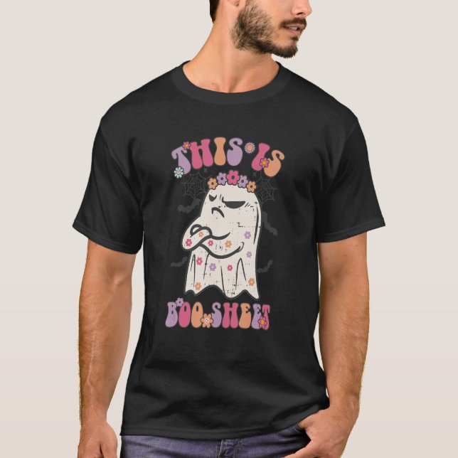 T-shirt Rétro Ceci Est Boo Sheet Cute Super Hallowe Éffray (Devant)