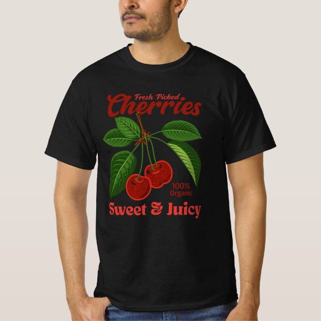 T-shirt Retro Cerises Fruit Commercial Graphisme Art Style (Devant)