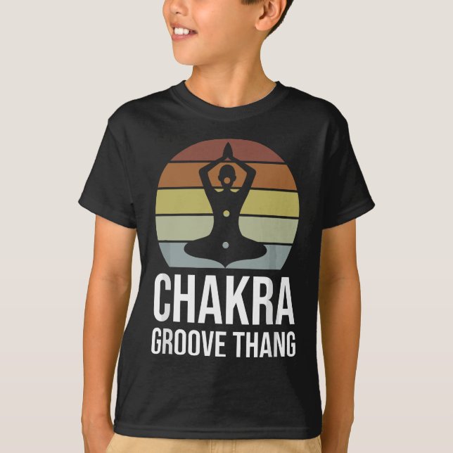 T-shirt Retro Chakra Groove Thang Funny Yoga Spirituel Med (Devant)