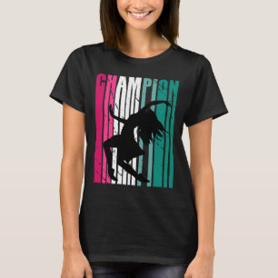 T-shirt Rétro Champion De Danse Silhouette Coloré Turquois