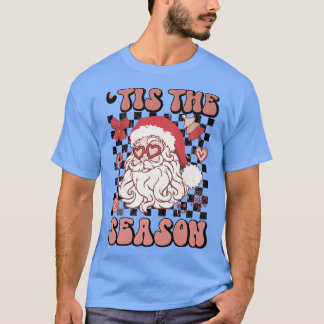 T-shirt Retro Checkered Tis The Season Santa Claus Christm