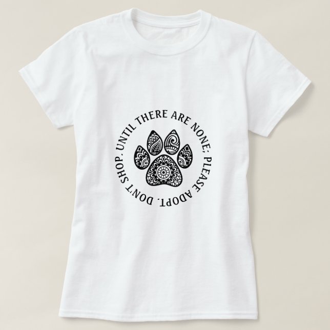 T-shirt Retro Chic Mandala Empreinte de patte Pet Adoption (Design devant)