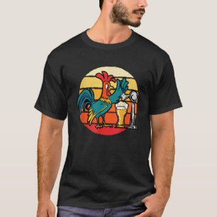 T-shirt Retro Chicken Rooster Bière Boire Funny Farm Ani