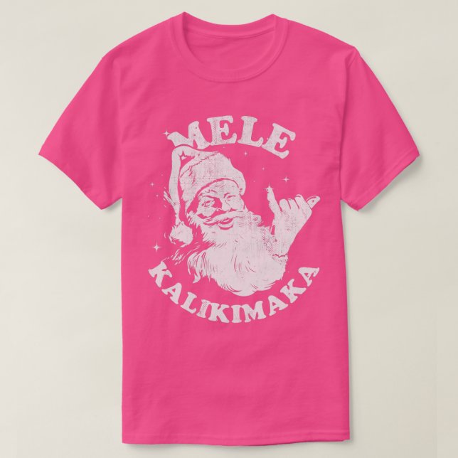 T-shirt Rétro Christmas Mele Kalikimaka Santa Shaka Hawaii (Design devant)