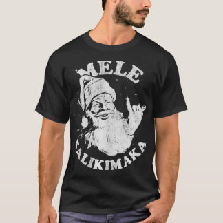 T-shirt Retro Christmas Mele Kalikimaka Santa Shaka Hawaii