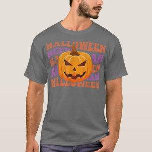 T-shirt Retro Citrouille Face Joyeux Sourire Halloween Fun