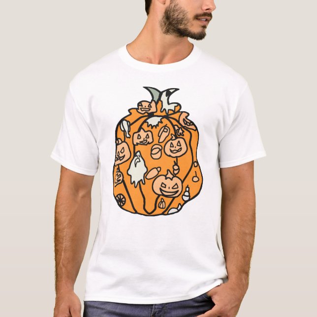 T-shirt Retro Citrouille Spooks et Halloween Traitements! (Devant)