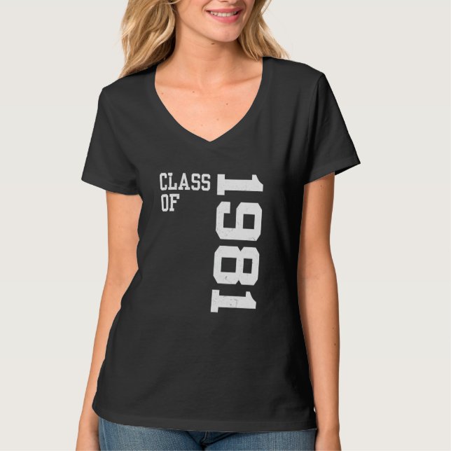 T-shirt Retro Class of 1981 Senior High School Reunion Vin (Devant)