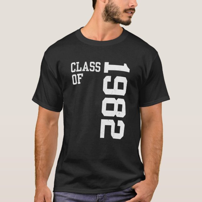 T-shirt Retro Class of 1982 Senior High School Reunion Vin (Devant)