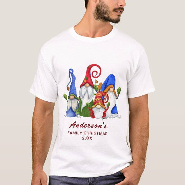 T-shirt Retro Classic Family Gnomes Noël (Devant)