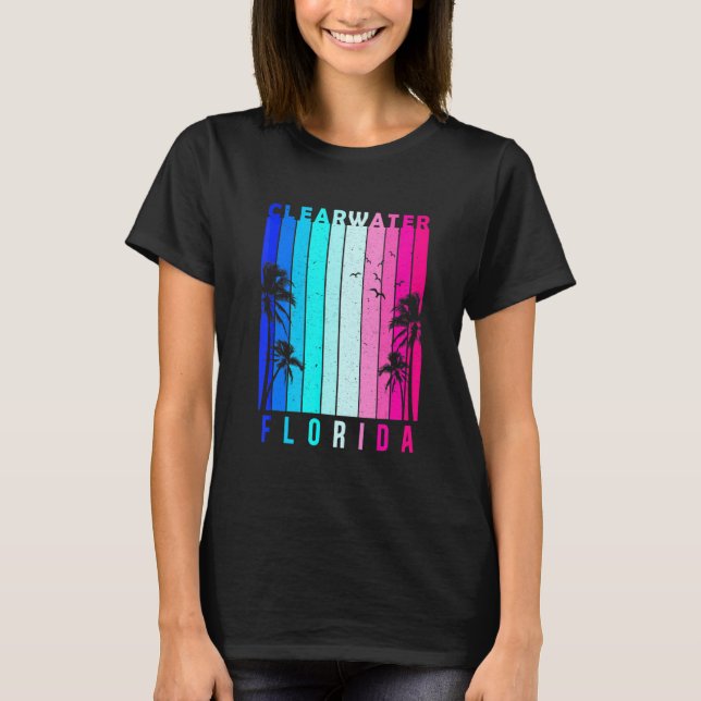 T-shirt Retro Clearwater Florida Beach Été Tropical Sou (Devant)