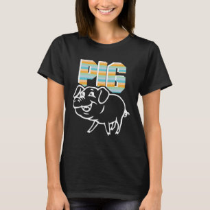 T-shirt Rétro Cochon Cute Fermier Pour Hommes Femmes Anima