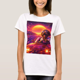 T-shirt Rétro Cockapoo au Volant 80s Voiture