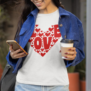T-shirt Retro Coeur d'Amour Fête des Valentines des femmes