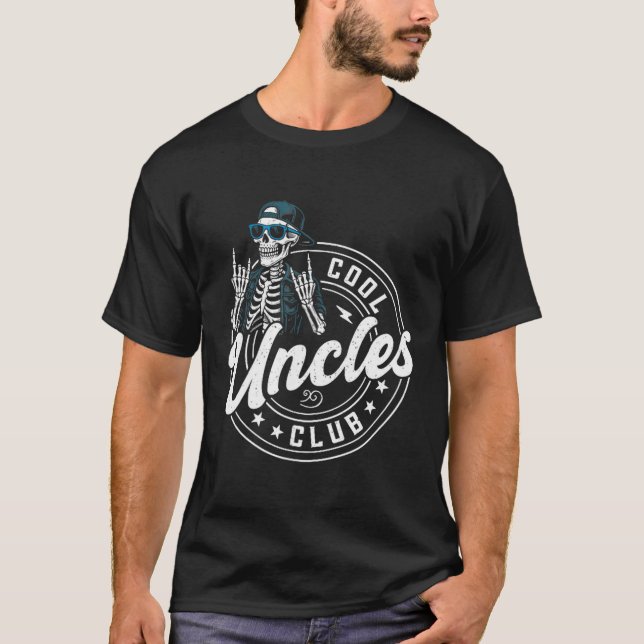 T-shirt Retro Cool Uncles Club Funny Skeleton New Uncle Me (Devant)