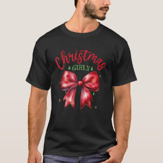 T-shirt Retro Coquette Bow Noël Fille Joyeux Noël