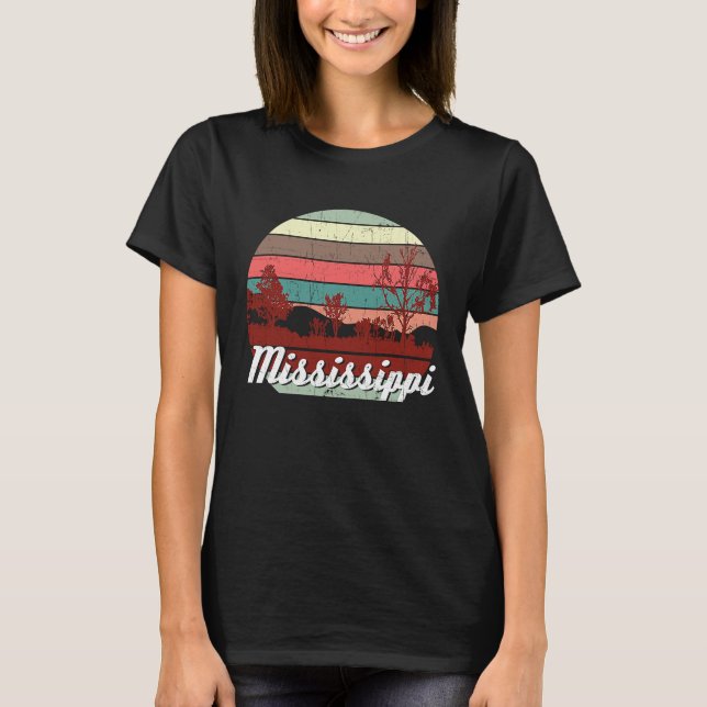 T-shirt Retro Couleur déprimé Mississippi Camping de voyag (Devant)
