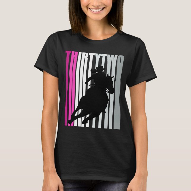 T-shirt Retro Cowgirl Anniversaire 32e Rodeo Cheval Queen  (Devant)