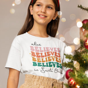 T-shirt Retro croire au Père Noël enfants de la famille de