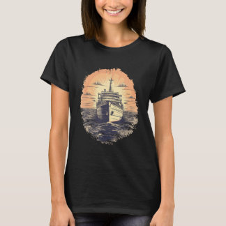 T-shirt Retro Croisière Vacances Bateau de croisière Capit