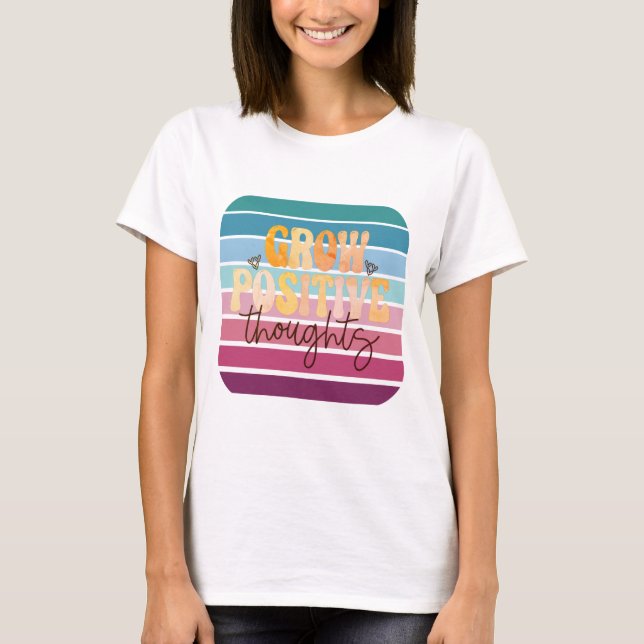 T-shirt Rétro Croissance des pensées positives (Devant)
