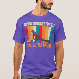 T-shirt Retro Curling Girl Competitive Women Sports friend