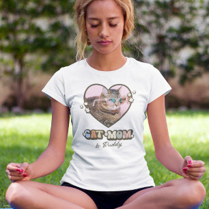 T-shirt Retro Cute Chat Maman Coeur Photo