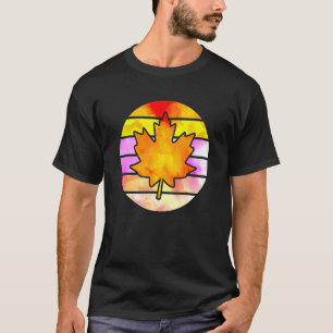 T-shirt Retro Cute Maple Leaf Happy Automne Thanksgivi