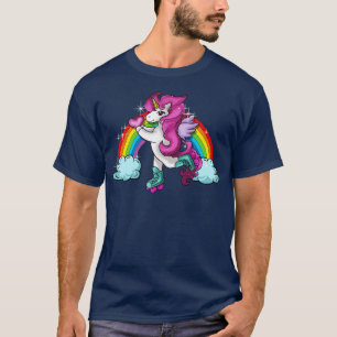 T-shirt Retro Cute Roller Patinage Unicorn Patinage Girly