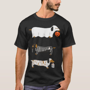 T-shirt Retro Dachshund Halloween Wiener Chien Citrouille 