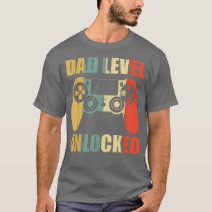 T-shirt Retro Dad Level Unlocked New Daddy Gaming Lover Fa