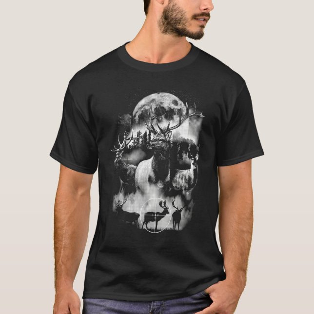 T-shirt Retro Deer Hunting Outdoor Hunter Graphic (Devant)